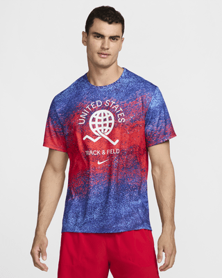 Мужские шорты USA Miler Nike Dri-FIT Short-Sleeve Top для бега