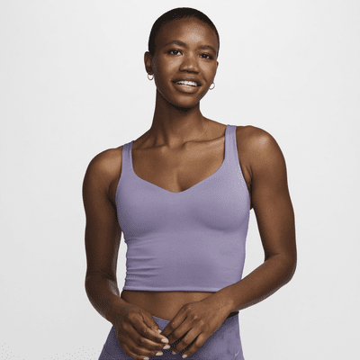 Camiseta de tirantes con bra deportivo de sujeción media con almohadillas para mujer Nike Alate