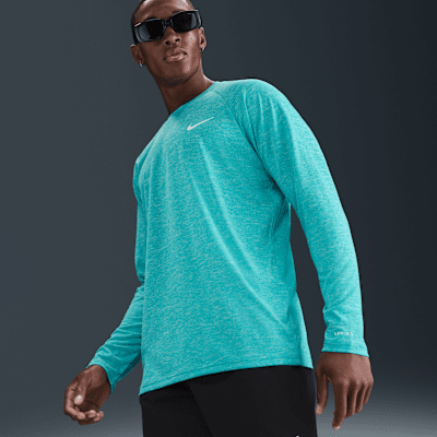 Camiseta Hydroguard de natación de manga larga de tela jaspeada para hombre Nike