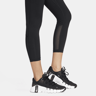 Nike Pro Women's Mid-Rise Crop Mesh Panel Leggings