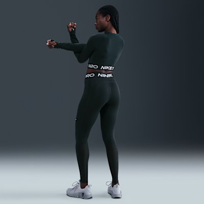 Leggings con paneles de malla de tiro medio para mujer Nike Pro