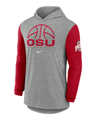 Мужская футболка Ohio State Basketball Nike Dri-FIT College Long-Sleeve Hooded для баскетбола