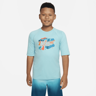 Nike Sneaker Big Kids' (Boys') Short-Sleeve Hydroguard Swim Shirt. Nike.com