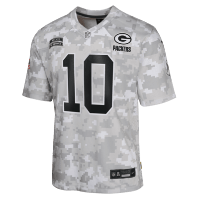 Jersey Nike Dri-FIT de la NFL Limited para niños talla grande Jordan Love Green Bay Packers Salute to Service