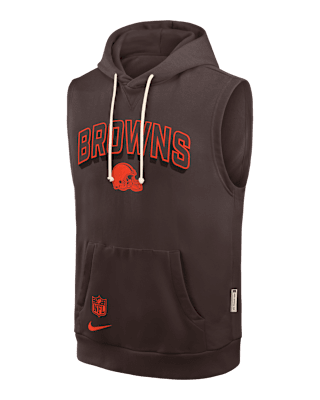 Мужское худи Cleveland Browns Sideline Nike Dri-FIT NFL Sleeveless Pullover Hoodie