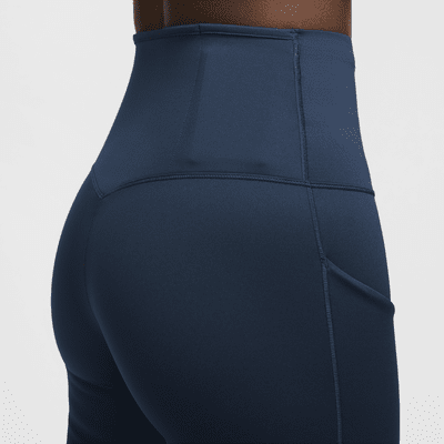 Højtaljede Nike Go-cykelshorts (20 cm) med fast støtte og lommer til kvinder