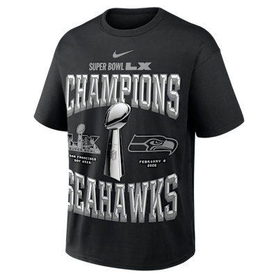 Seattle Seahawks Super Bowl LX Champions Trophy Collection 2-Hit Men's Nike NFL T-Shirt
