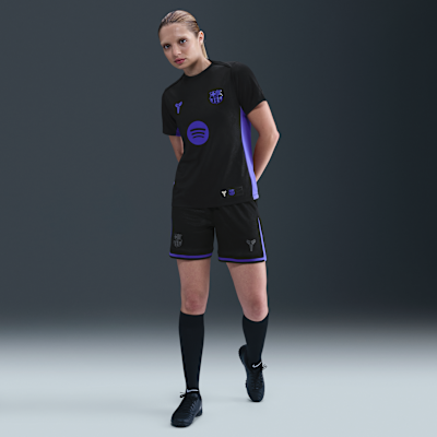 Haut de foot d'avant-match à manches courtes Kobe Dri-FIT FC Barcelona Academy Pro Extérieur pour femme