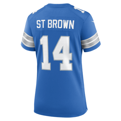 Jersey de fútbol americano Nike de la NFL Game para mujer Amon-Ra St. Brown Detroit Lions