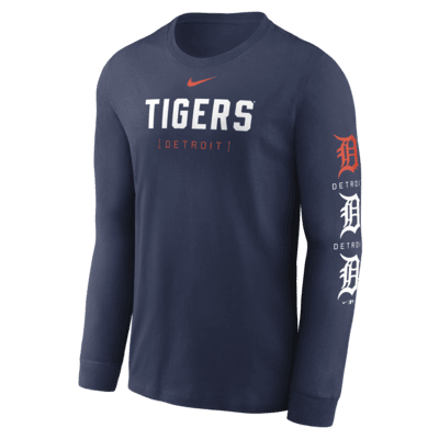 Playera de manga larga Nike de la MLB para hombre Detroit Tigers Repeater