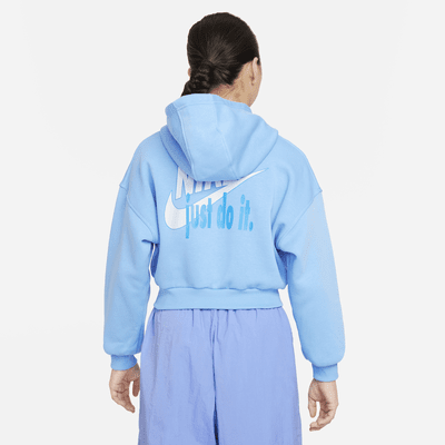 Sudadera con gorro oversized cropped para niña talla grande Nike Sportswear Club Fleece