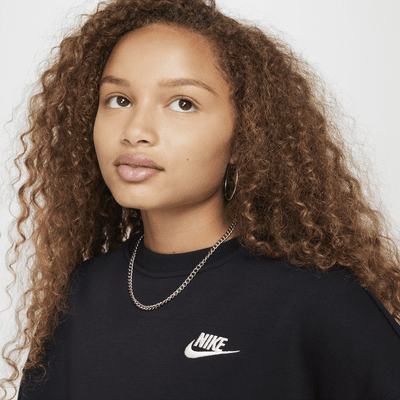 Nike Sportswear Club Fleece sweatshirt met ronde hals en recht design voor meisjes