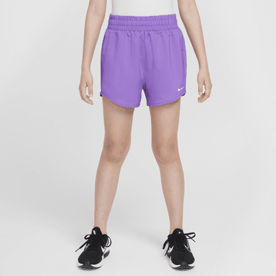 Shorts de entrenamiento de tejido Woven Dri-FIT de tiro alto para niña talla grande Nike One