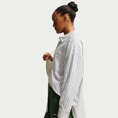Nike Sportswear Chill Poplin Women's Oversized Woven Long-Sleeve Striped Top