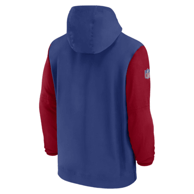 New York Giants Sideline Pre-Game Player Men's Nike NFL 1/2-Zip Hooded Jacket