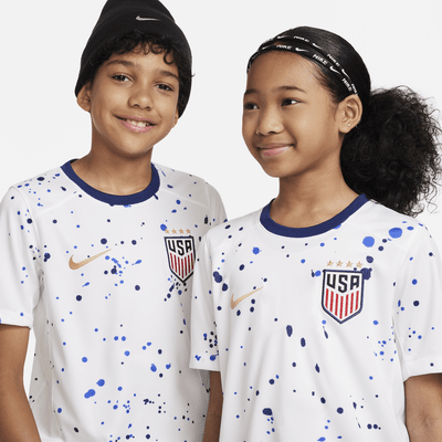 Jersey de fútbol Nike Dri-FIT de la selección nacional de fútbol femenino de Estados Unidos (4 estrellas) local 2023 Stadium para niños talla grande