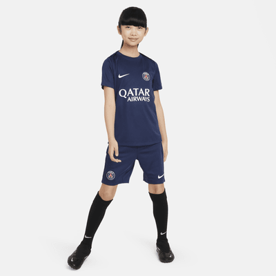 Maskinstrikket Paris Saint-Germain Academy Pro Nike Dri-FIT-fodboldtrøje med korte ærmer til større børn