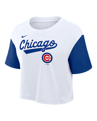 Женская футболка Chicago Cubs Script Nike Dri-FIT MLB Cropped