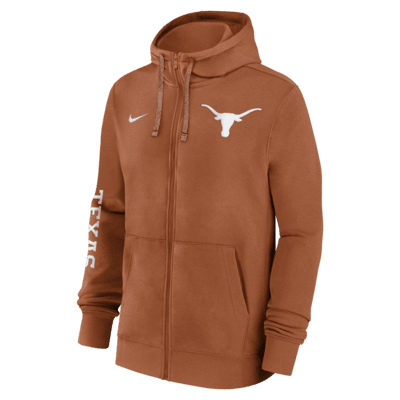 Sudadera con gorro de cierre completo universitaria Nike para hombre Texas Longhorns Team Issue