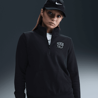 Nike Sportswear Club Fleece Women's Mock-Neck 1/2-Zip Graphic Top