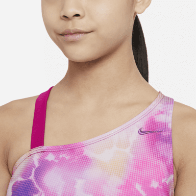 Nike Water Dots Big Kids' (Girls') Asymmetrical Top & High Waist Bikini  Set.