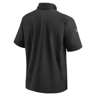 New York Jets Sideline Coach Men's Nike NFL 1/2-Zip Short-Sleeve Hooded Jacket