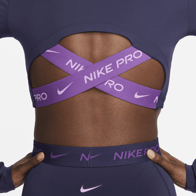 Playera de manga larga cropped para mujer Nike Pro Dri-FIT