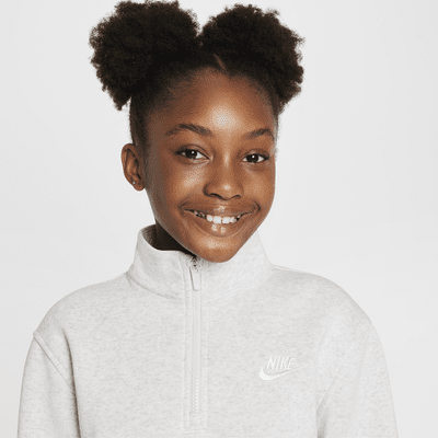 Sudadera de tejido Fleece de medio cierre para niña talla grande Nike Sportswear Club