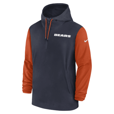 Chamarra Nike de la NFL con gorro de medio cierre para hombre Chicago Bears Sideline Pre-Game Player