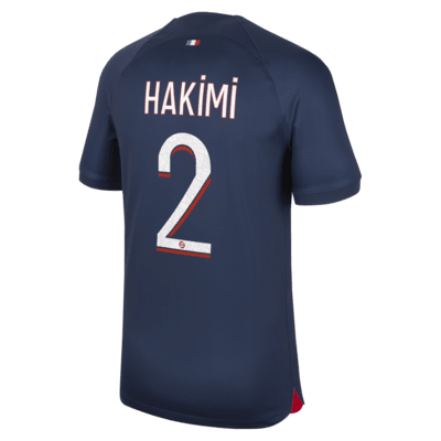 Achraf Hakimi Paris Saint-Germain 2023/24 Stadium Away Big Kids' Nike Dri-Fit Soccer Jersey in White, Size: Xs | NN286837-PSG