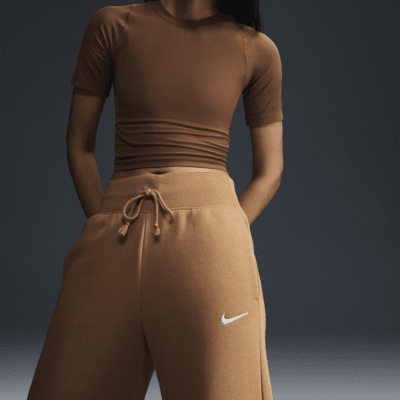 Pants de entrenamiento de tiro alto y piernas anchas para mujer Nike Sportswear Phoenix Fleece