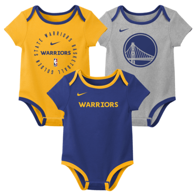 Golden State Warriors Baby Nike NBA 3-Pack Bodysuit Set