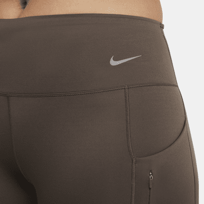 Hellånga leggings med fast stöd, medelhög midja och fickor Nike Go för kvinnor