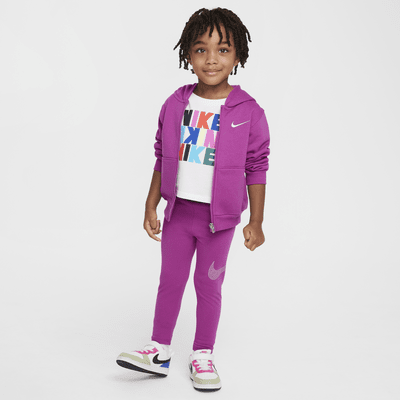 Conjunto de sudadera con gorro de cierre completo y leggings para infantil Nike Shine