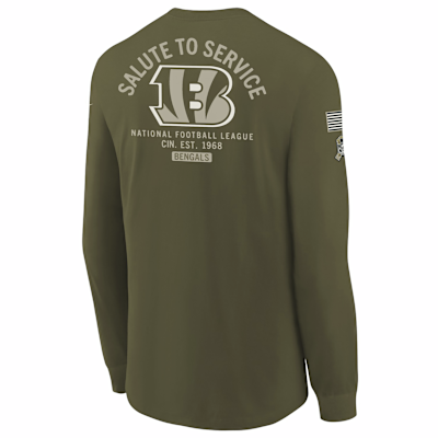 Cincinnati Bengals Salute to Service Sideline Big Kids’ Nike NFL Long-Sleeve T-Shirt
