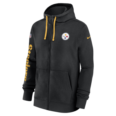 Sudadera con gorro de cierre completo Nike para hombre Pittsburgh Steelers Sideline Team Issue Club