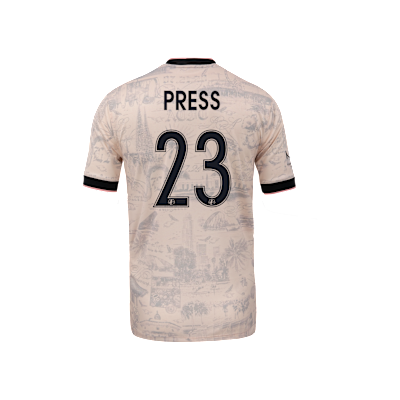 Jersey Nike Dri-FIT de la NWSL tipo réplica para hombre Christen Press Angel City FC visitante 2025 Stadium