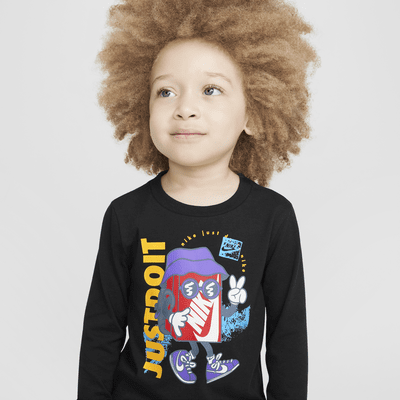 Playera de manga larga Peace de corte cuadrado infantil Nike