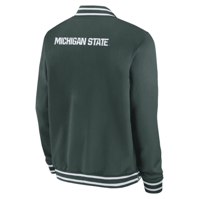 Chamarra bomber universitaria Nike de cierre completo para hombre Michigan State Spartans Sideline