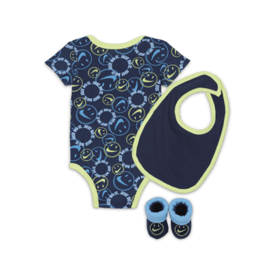 Nike Baby (3-6M) Bodysuit, Bib and Booties Box Set