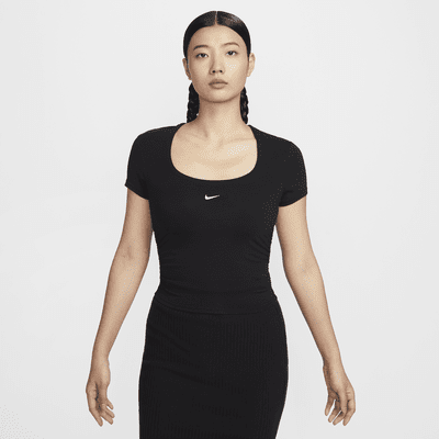 เสื้อแขนสั้นคอสี่เหลี่ยมผู้หญิง Nike Sportswear Chill Knit