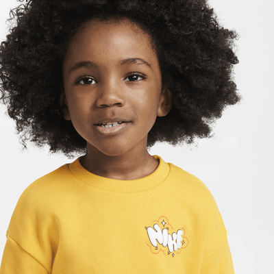 Conjunto de sudadera de cuello redondo de French Terry estampada infantil Nike Sportswear Create Your Own Adventure