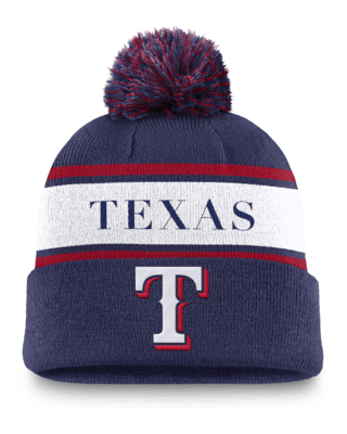 Мужские  Texas Rangers Team Stripe Peak Nike MLB Cuffed Pom Beanie