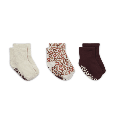 Nike Leopard Gripper Socks Box Set (3 Pairs) Baby (12-24M)/Toddler Socks