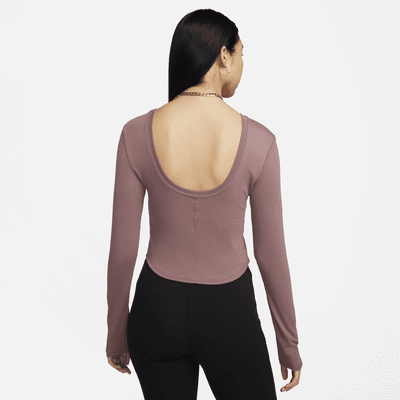 Nike Sportswear Chill Knit Women's Tight Scoop-Back Long-Sleeve Mini-Rib Top