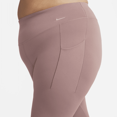 Leggings 7/8 de tiro alto y sujeción media con bolsillos para mujer (talla grande) Nike Universa