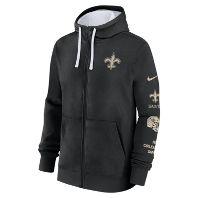 Sudadera con gorro Nike de la NFL de cierre completo para hombre New Orleans Saints Club