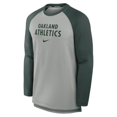 Playera de manga larga Nike Breathe de la MLB para hombre Oakland Athletics Authentic Collection Game Time