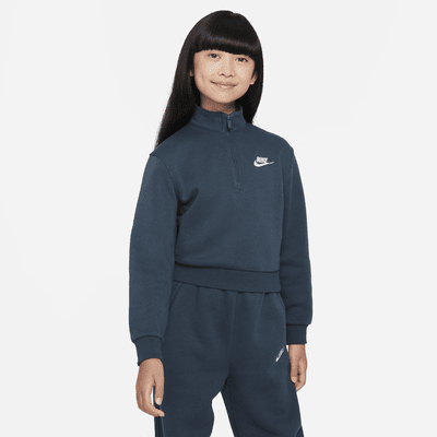 Nike Sportswear Club Fleece Big Kids' (Girls') 1/2-Zip Long-Sleeve Top ...
