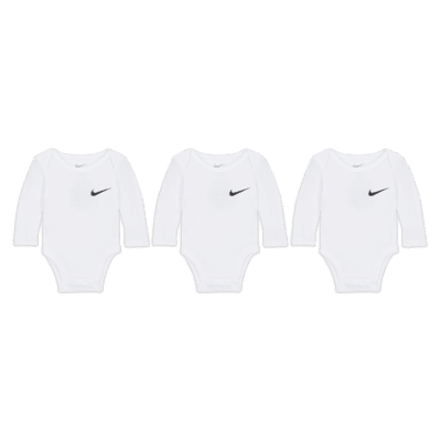 Bodys de manga larga paquete de 3 para bebé (0 a 9 meses) Nike Essentials